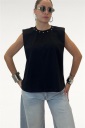maglia smanicata con borchie boss